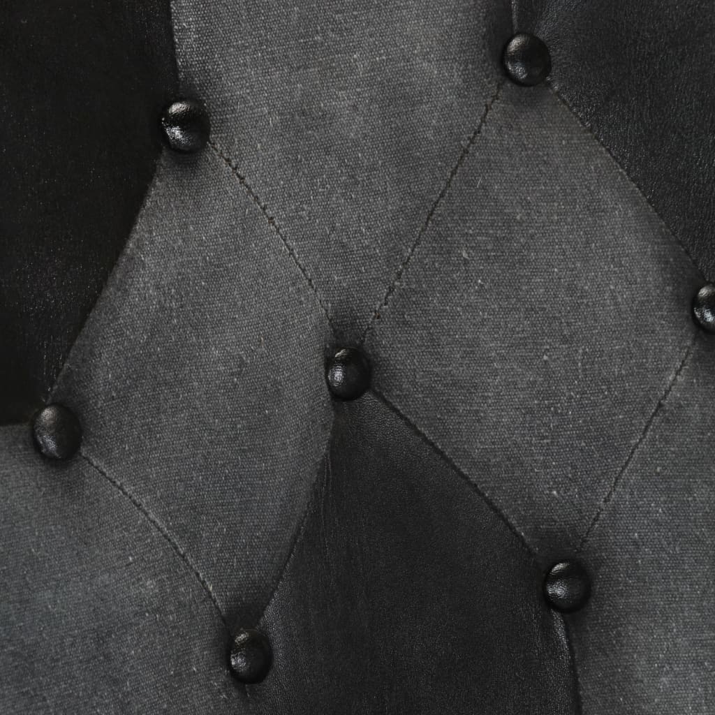 Chaise à oreilles Noir et gris Cuir véritable - XIOS