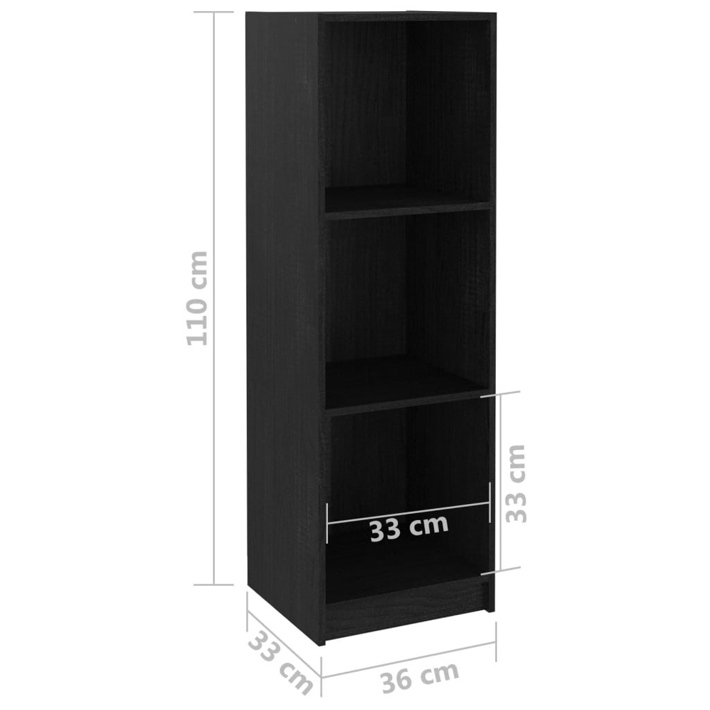 Bibliothèque/Séparateur de pièce Noir 36x33x110 cm Pin massif - XIOS