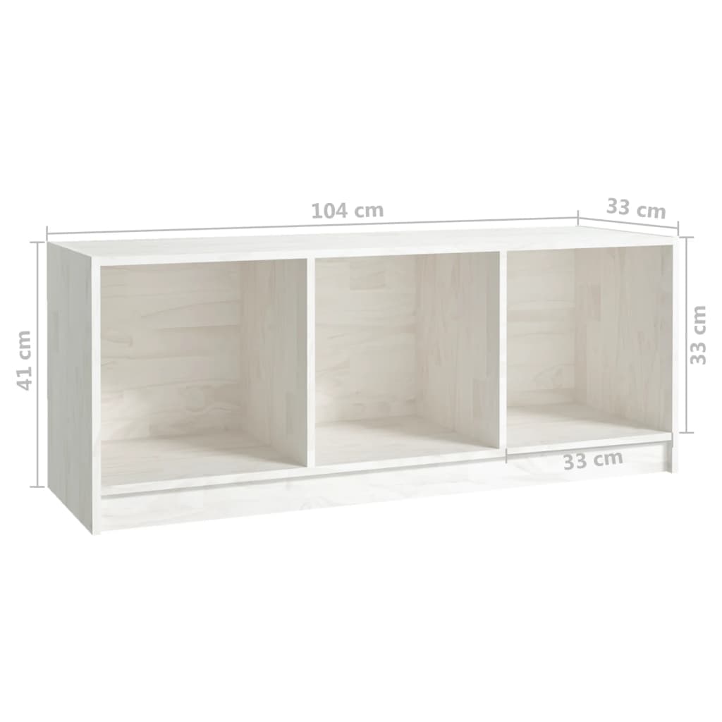 Meuble TV Blanc 104x33x41 cm Bois de pin massif - XIOS