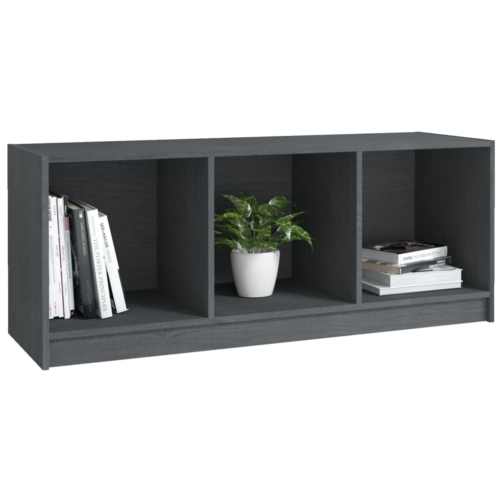 Meuble TV Gris 104x33x41 cm Bois de pin massif - XIOS