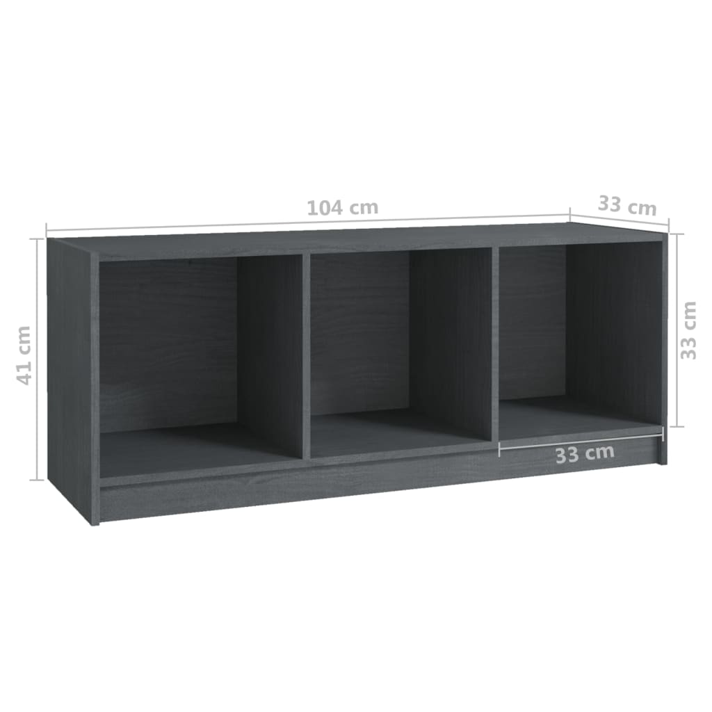 Meuble TV Gris 104x33x41 cm Bois de pin massif - XIOS