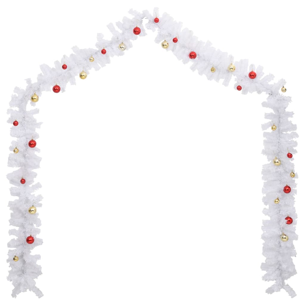 Guirlande de Noël décorée avec boules Blanc 5 m - XIOS