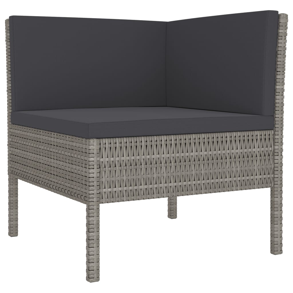 Salon de jardin 5 pcs avec coussins résine tressée gris