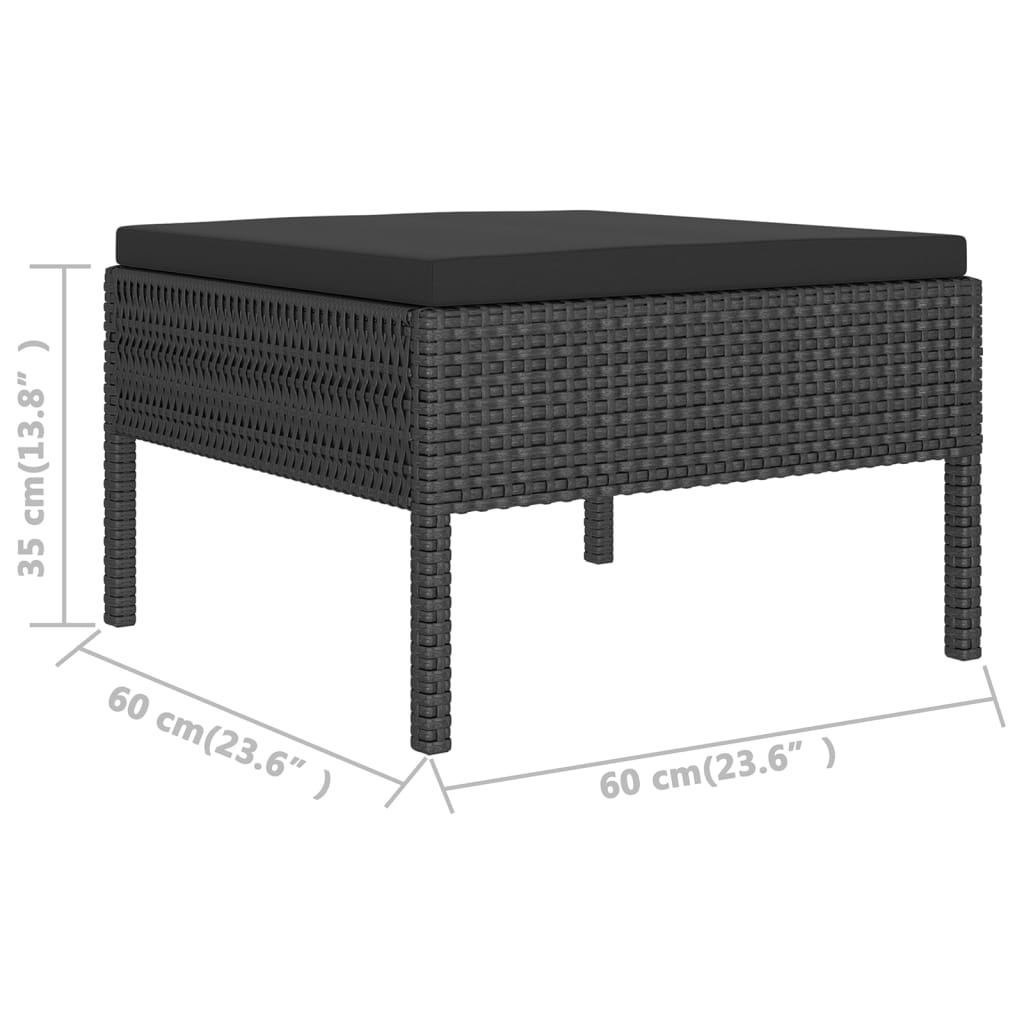 Salon de jardin 8 pcs avec coussins résine tressée noir