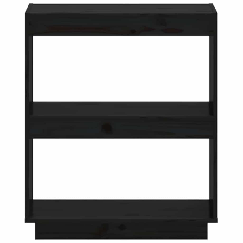 Bibliothèque Noir 60x35x71 cm Bois de pin massif - XIOS