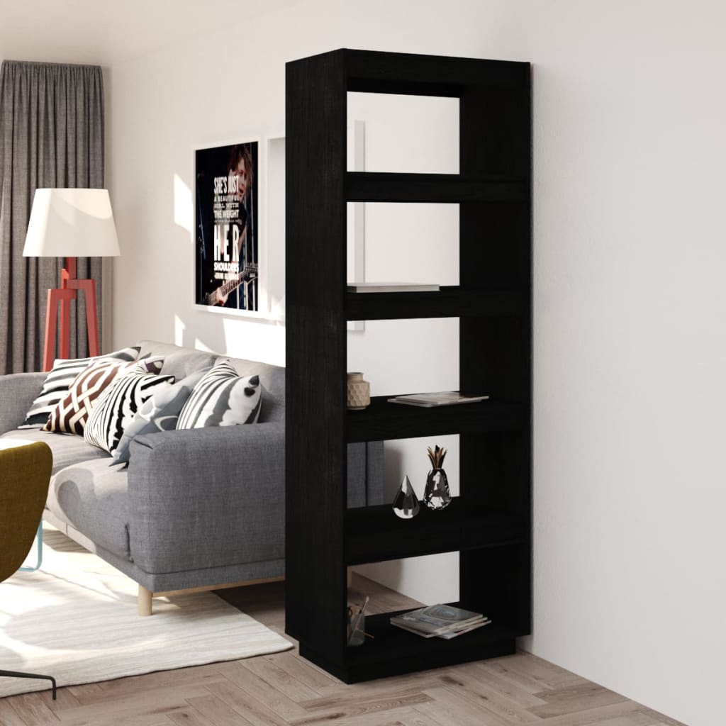 Bibliothèque/Séparateur de pièce Noir 60x35x167 cm Pin massif - XIOS