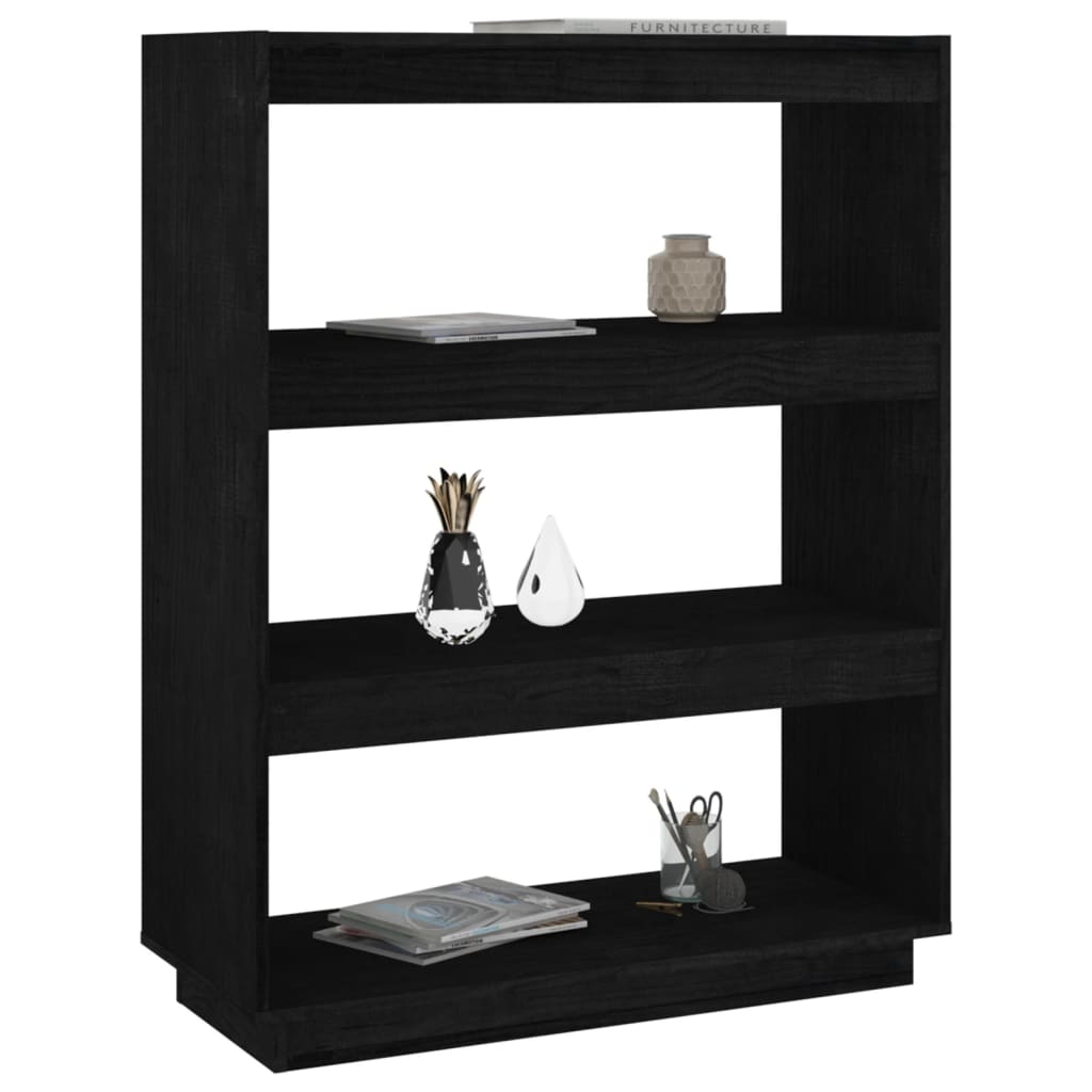 Bibliothèque/Séparateur de pièce Noir 80x35x103 cm Pin massif - XIOS