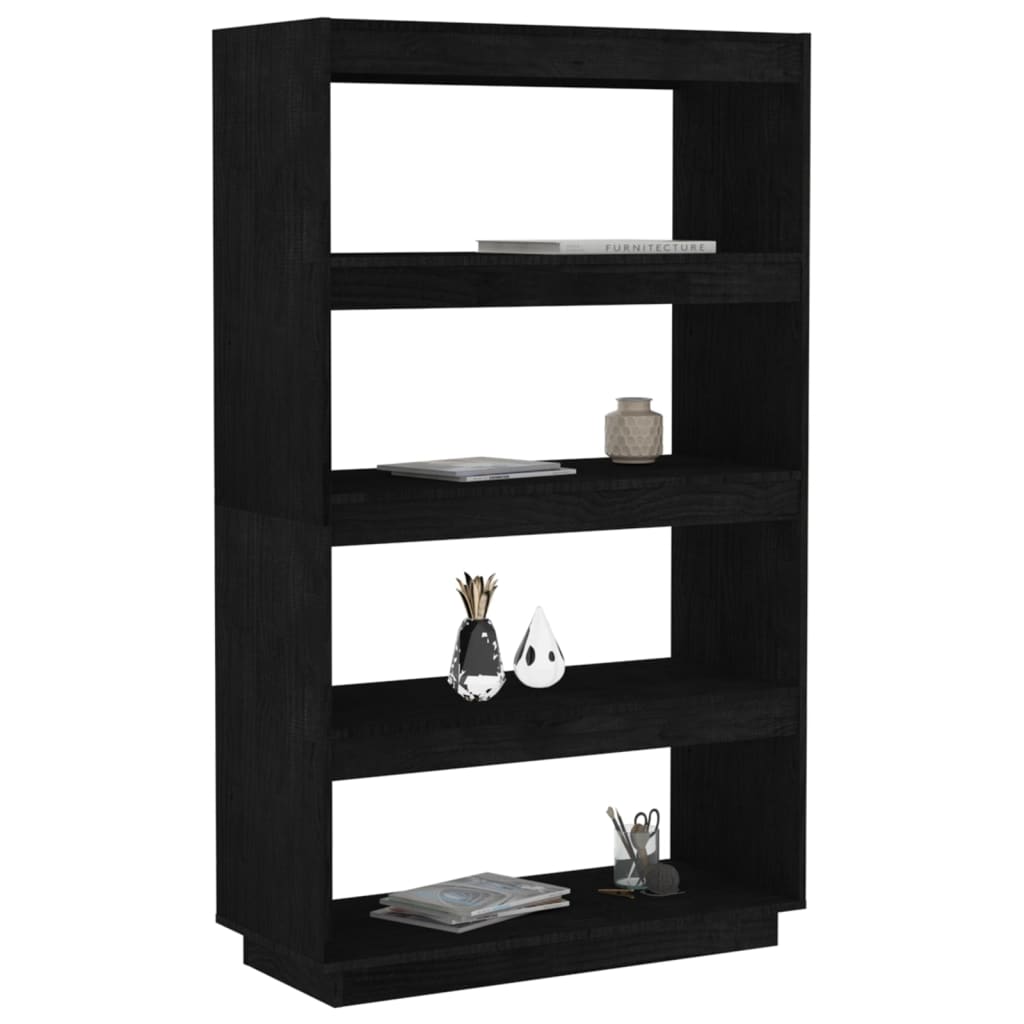 Bibliothèque/Séparateur de pièce Noir 80x35x135 cm Pin massif - XIOS