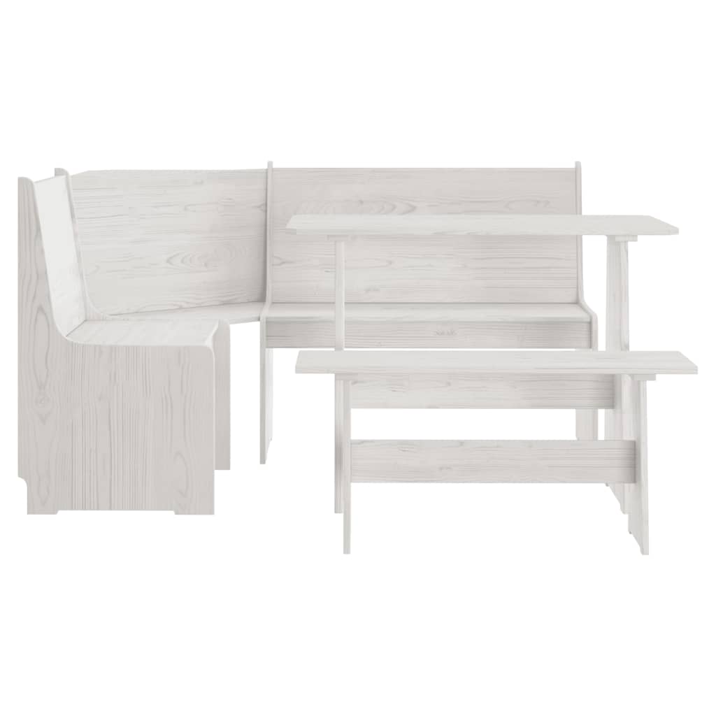 Ensemble à manger REINE 3 pcs blanc bois de pin massif - XIOS