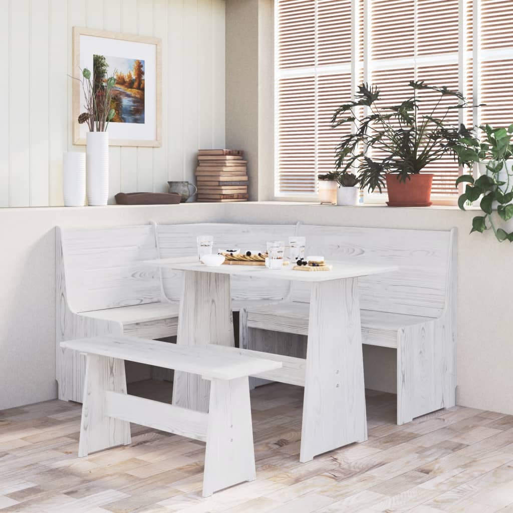 Ensemble à manger REINE 3 pcs blanc bois de pin massif - XIOS