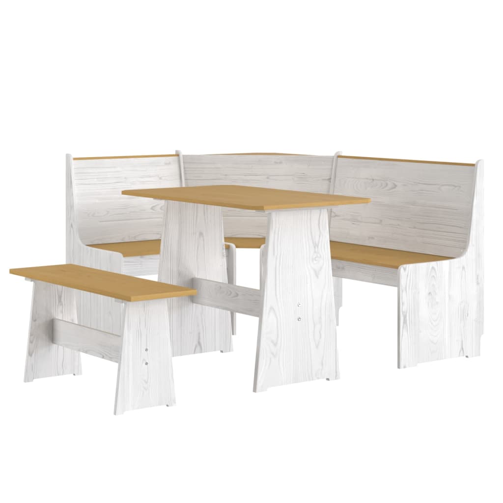 Ensemble à manger REINE 3 pcs marron miel blanc bois pin massif - XIOS