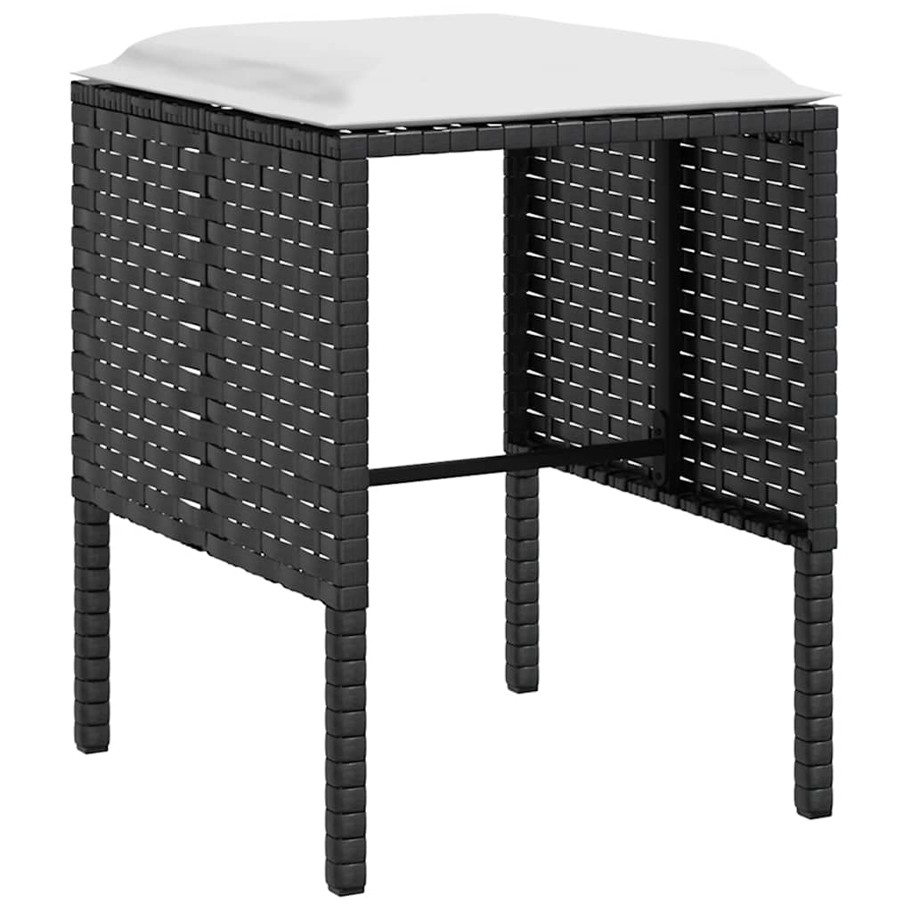 Ensemble de canapés en L 5pcs avec coussins résine tressée noir