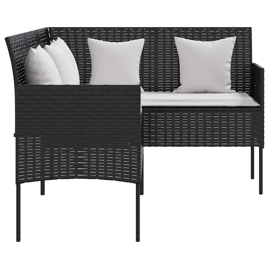 Ensemble de canapés en L 5pcs avec coussins résine tressée noir
