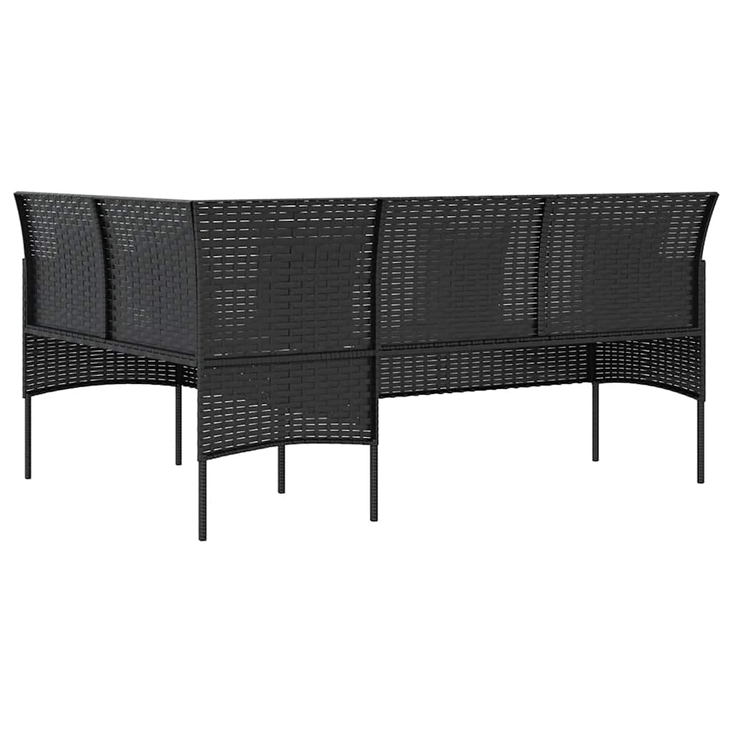 Ensemble de canapés en L 5pcs avec coussins résine tressée noir