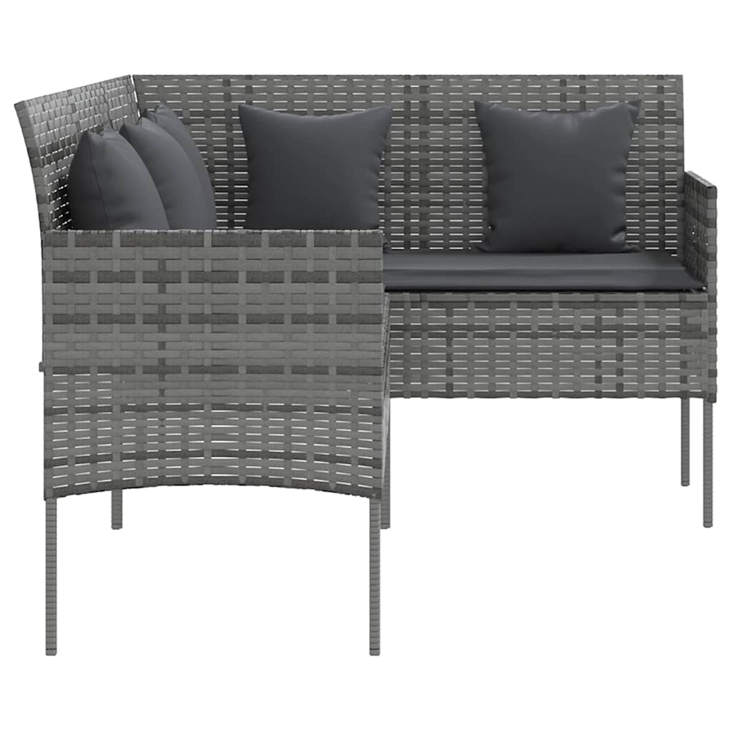 Ensemble de canapés en L 5pcs avec coussins résine tressée gris