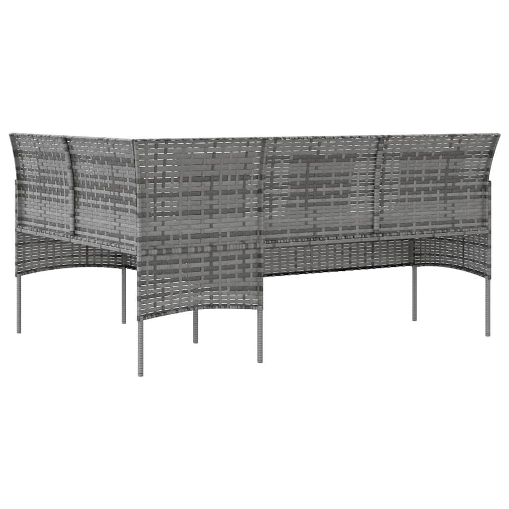 Ensemble de canapés en L 5pcs avec coussins résine tressée gris