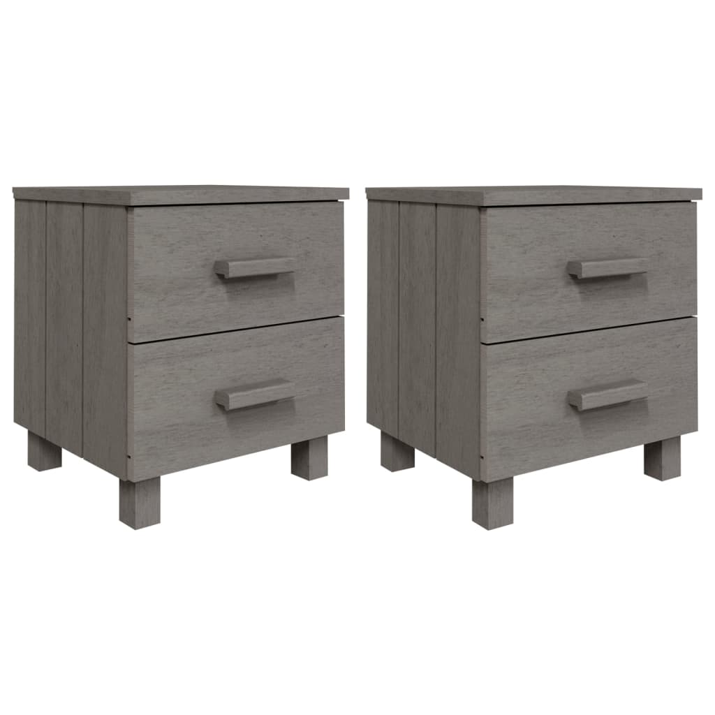 Tables de chevet HAMAR 2pcs Gris clair 40x35x44,5cm Bois massif - XIOS