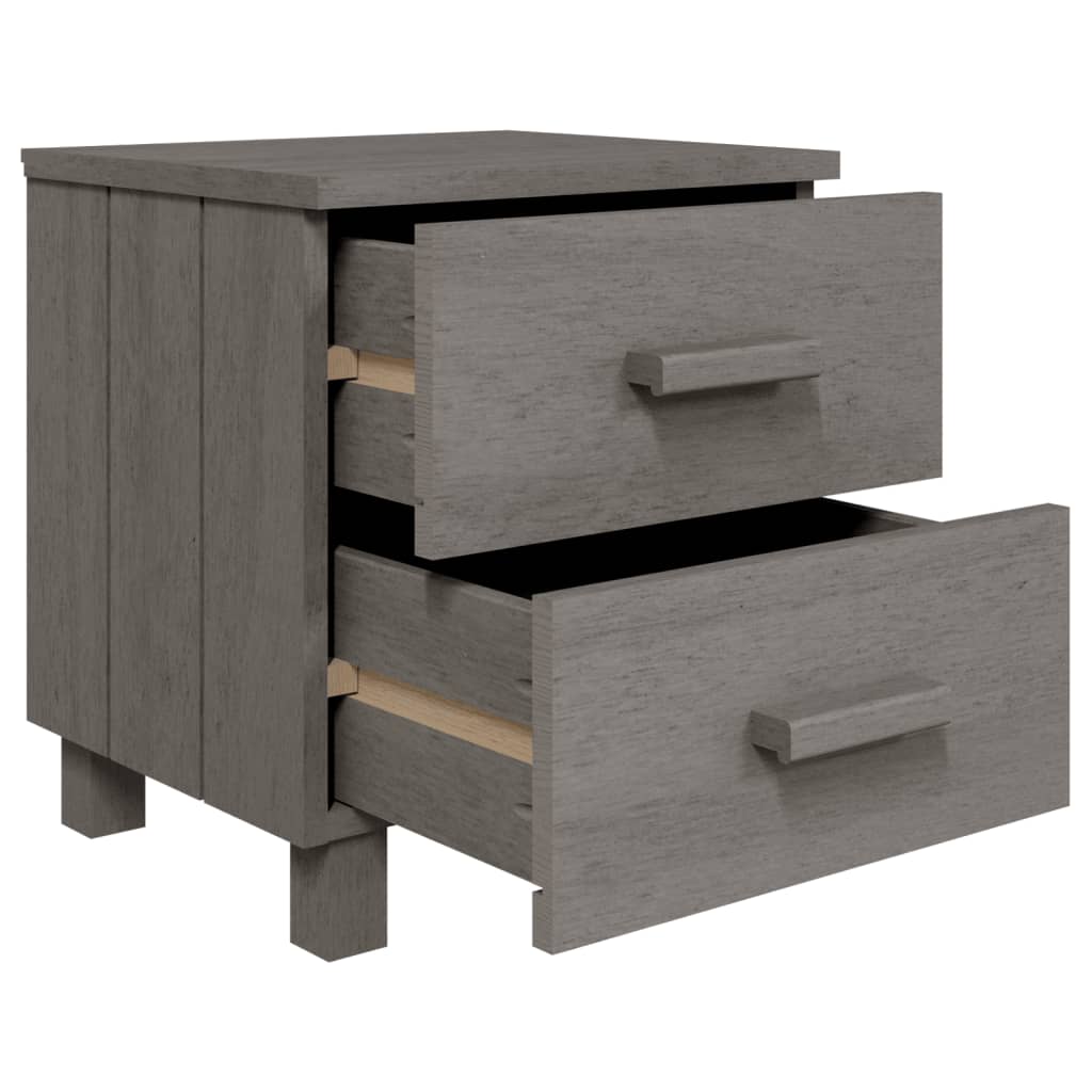 Tables de chevet HAMAR 2pcs Gris clair 40x35x44,5cm Bois massif - XIOS