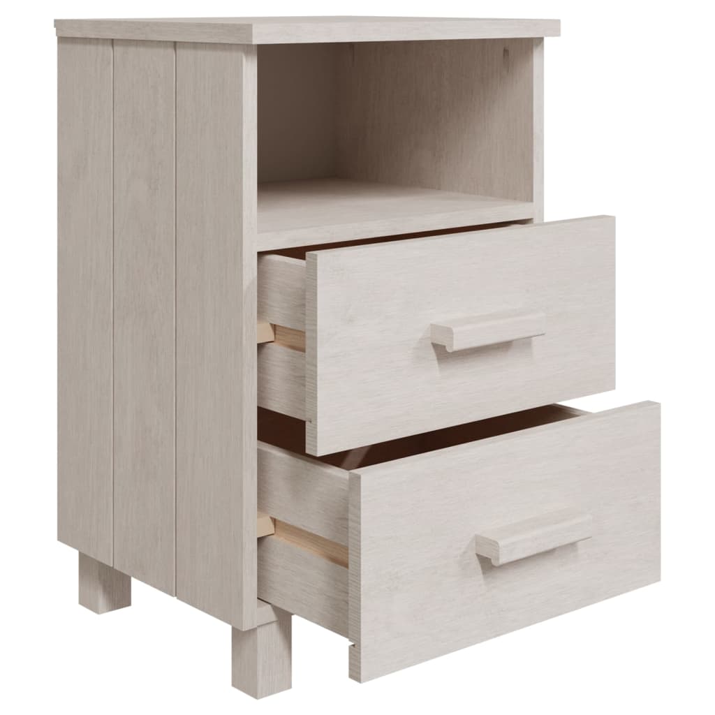 Table de chevet HAMAR Blanc 40x35x62 cm Bois de pin massif