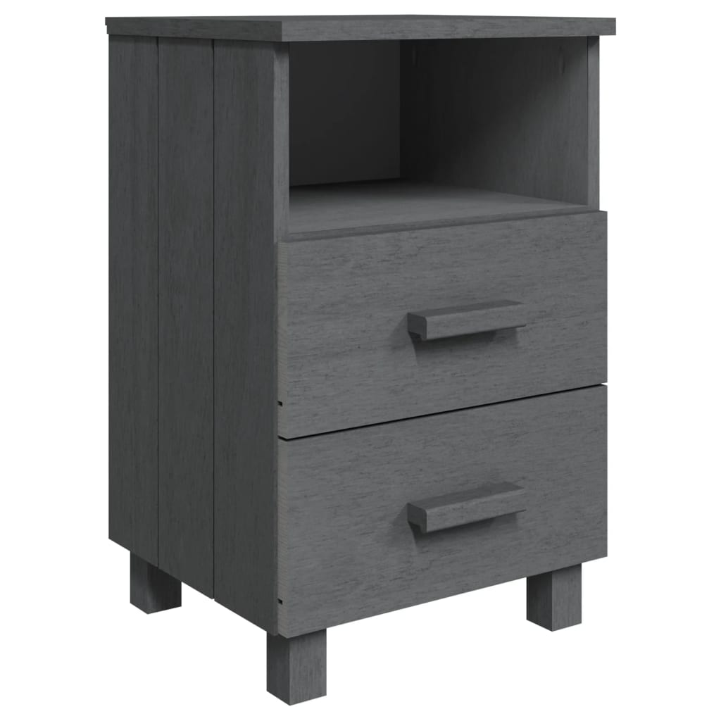 Table de chevet HAMAR Gris foncé 40x35x62 cm Bois de pin massif - XIOS