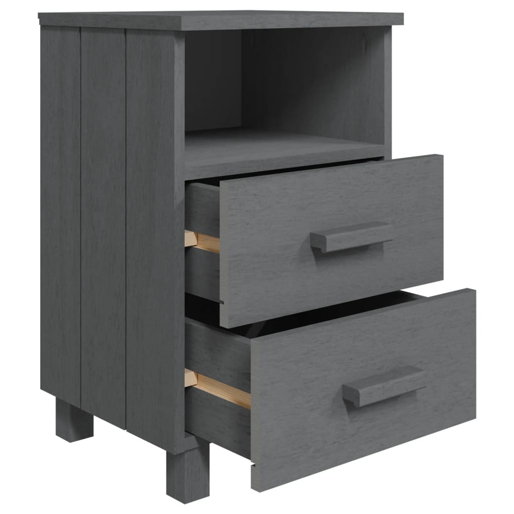 Table de chevet HAMAR Gris foncé 40x35x62 cm Bois de pin massif - XIOS