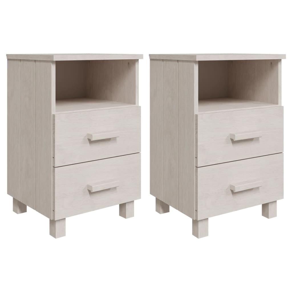 Tables de chevet HAMAR 2 pcs Blanc 40x35x62 cm Bois massif - XIOS