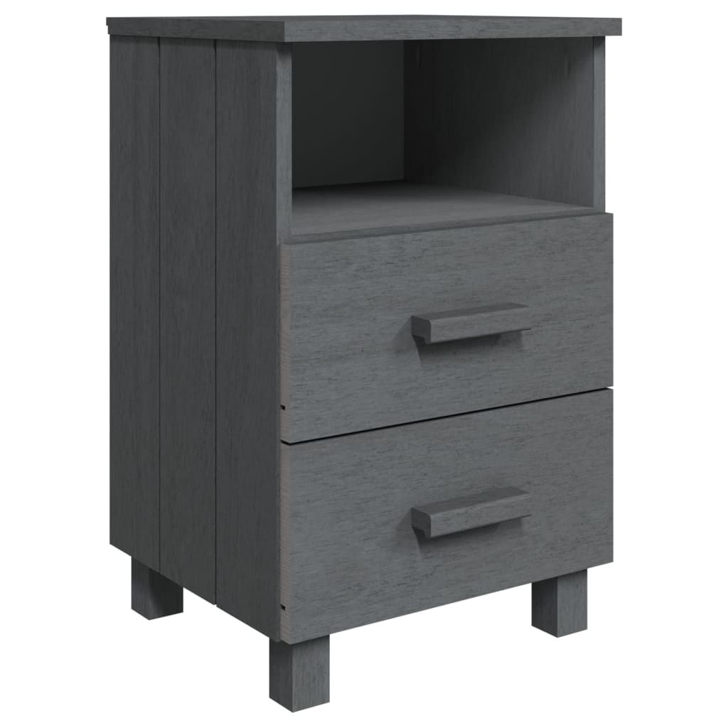 Tables de chevet HAMAR 2 pcs Gris foncé 40x35x62 cm Bois massif