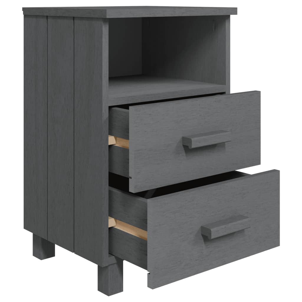 Tables de chevet HAMAR 2 pcs Gris foncé 40x35x62 cm Bois massif
