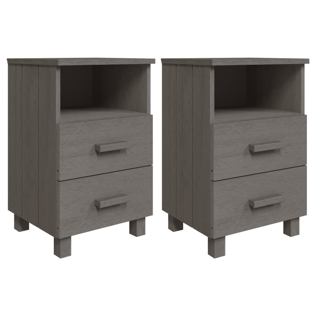 Tables de chevet HAMAR 2 pcs Gris clair 40x35x62 cm Bois massif - XIOS