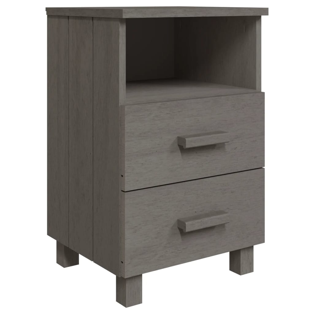 Tables de chevet HAMAR 2 pcs Gris clair 40x35x62 cm Bois massif - XIOS