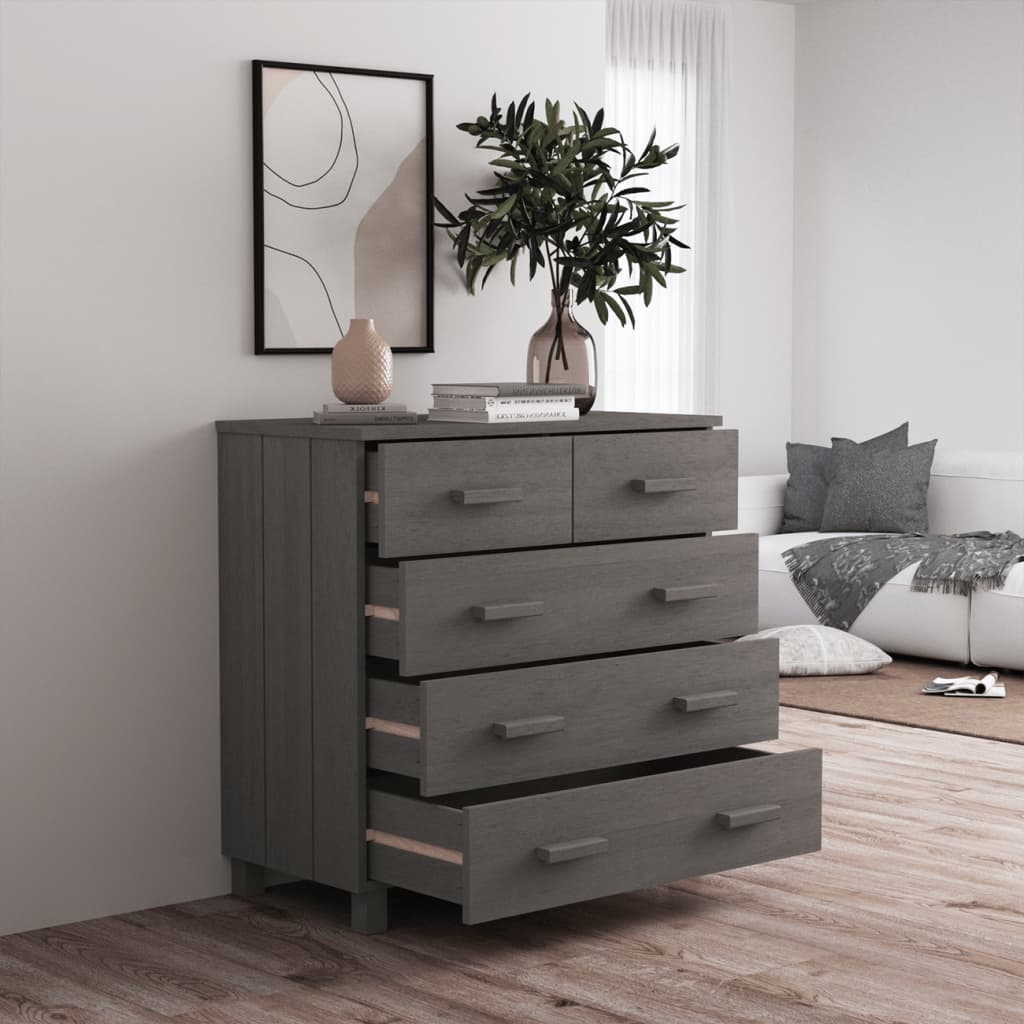 Buffet HAMAR Gris clair 79x40x80 cm Bois massif de pin - XIOS