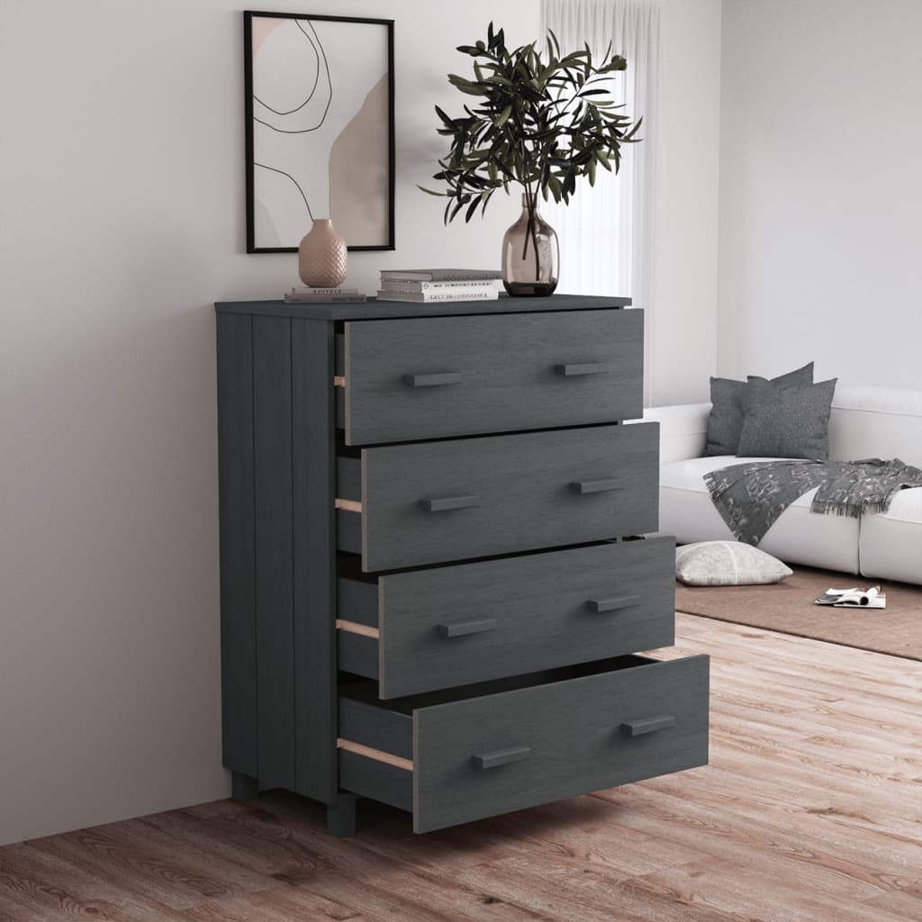 Buffet HAMAR Gris foncé 79x40x103,5 cm Bois massif de pin - XIOS