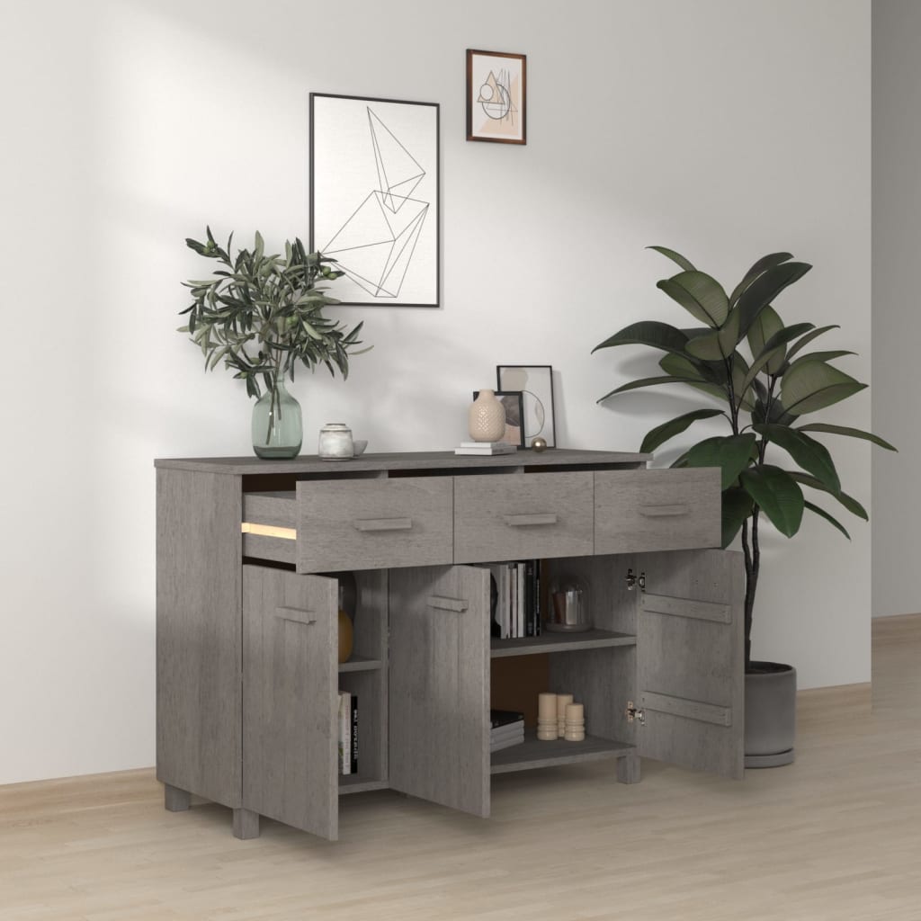 Buffet HAMAR Gris clair 113x40x80 cm Bois massif de pin - XIOS