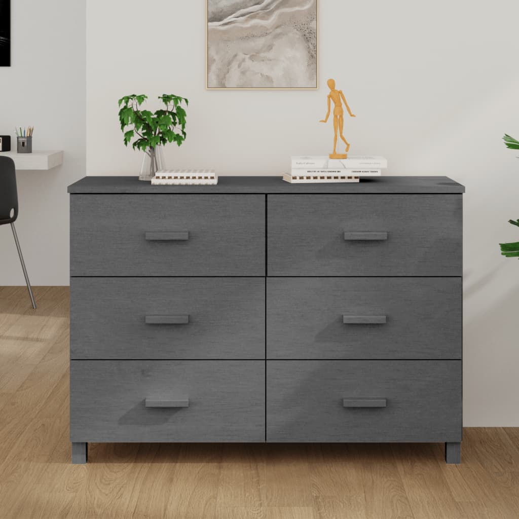 Buffet HAMAR Gris foncé 113x40x80 cm Bois massif de pin - XIOS