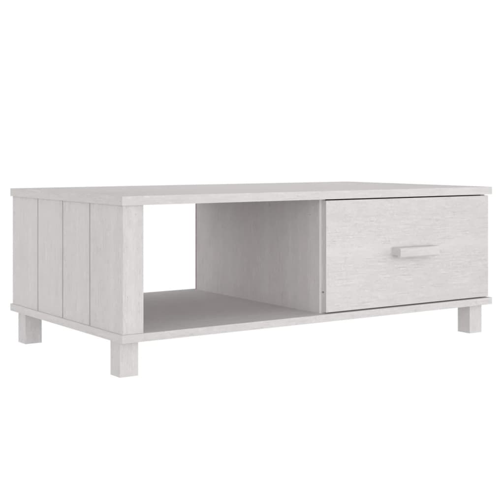 Table basse HAMAR Blanc 100x55x35 cm Bois massif de pin - XIOS