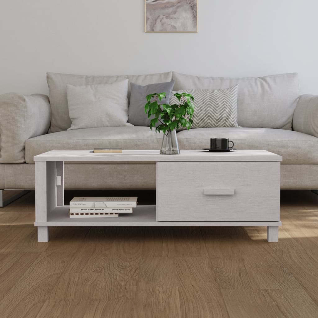 Table basse HAMAR Blanc 100x55x35 cm Bois massif de pin - XIOS