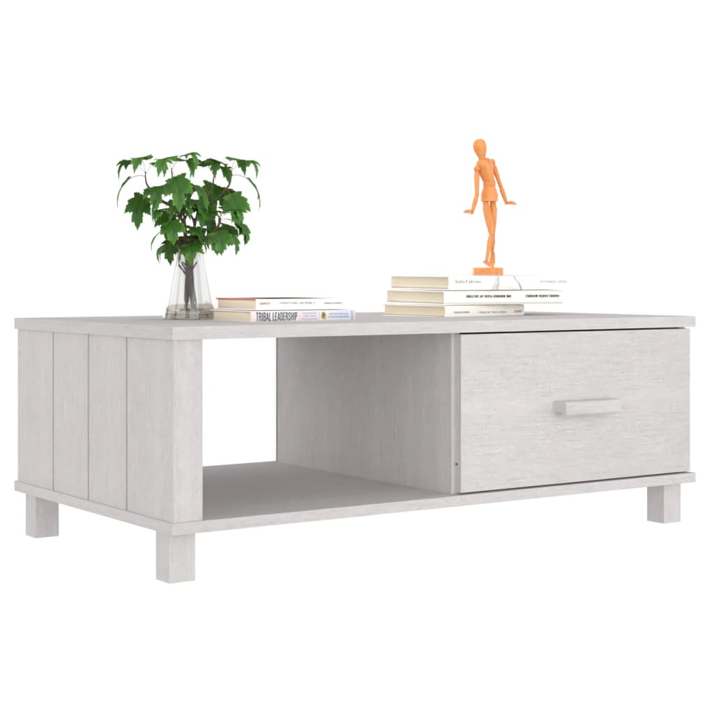 Table basse HAMAR Blanc 100x55x35 cm Bois massif de pin - XIOS