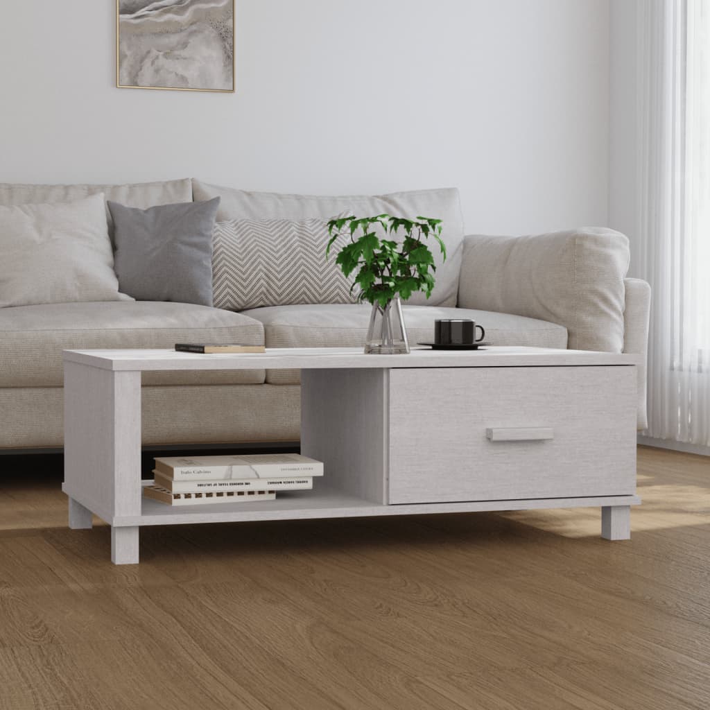 Table basse HAMAR Blanc 100x55x35 cm Bois massif de pin - XIOS