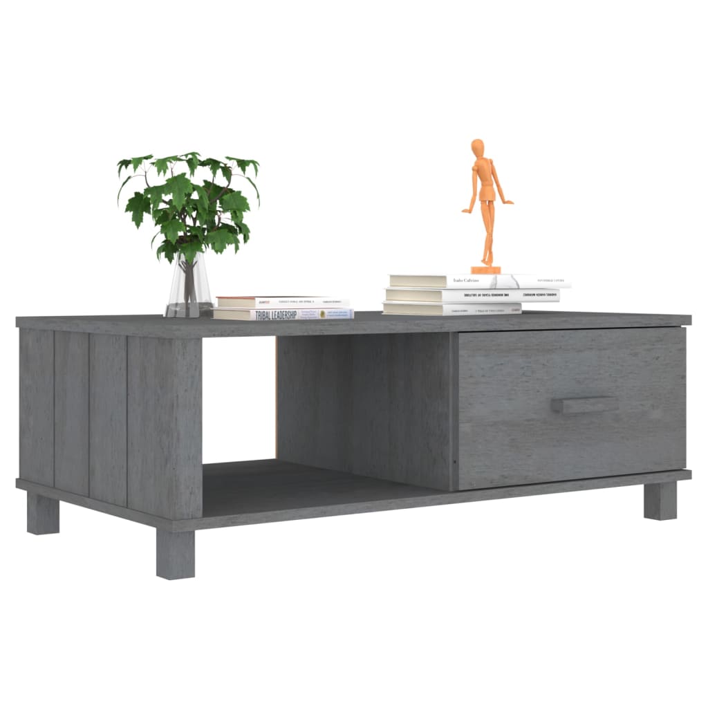 Table basse HAMAR Gris foncé 100x55x35 cm Bois massif de pin - XIOS