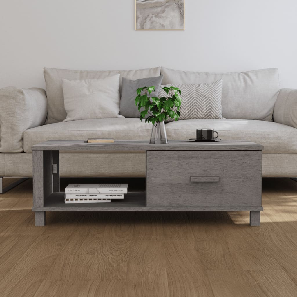 Table basse HAMAR Gris clair 100x55x35 cm Bois massif de pin - XIOS