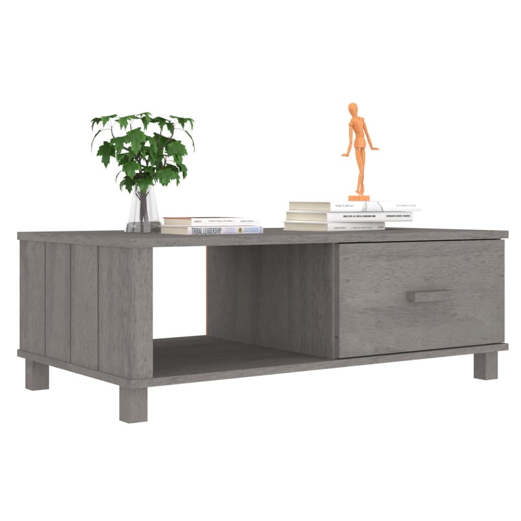 Table basse HAMAR Gris clair 100x55x35 cm Bois massif de pin - XIOS