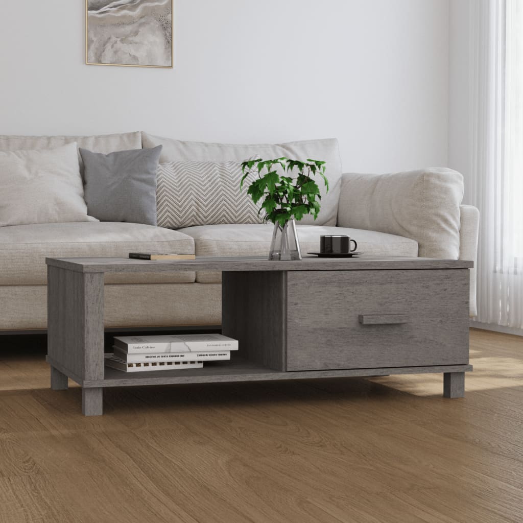 Table basse HAMAR Gris clair 100x55x35 cm Bois massif de pin - XIOS
