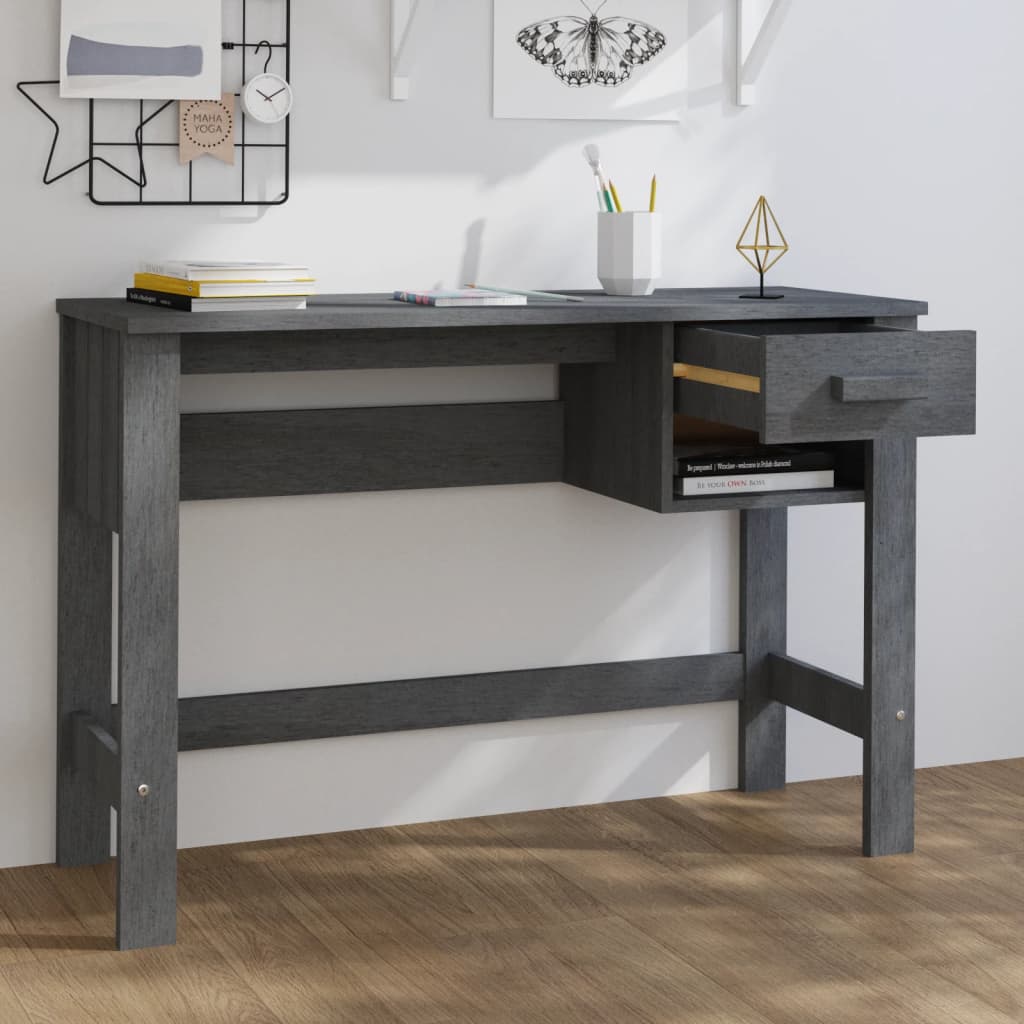 Bureau HAMAR Gris foncé 110x40x75 cm Bois massif de pin - XIOS