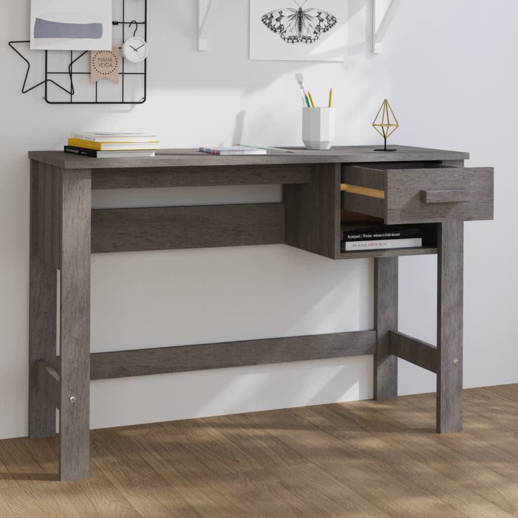 Bureau HAMAR Gris clair 110x40x75 cm Bois massif de pin - XIOS