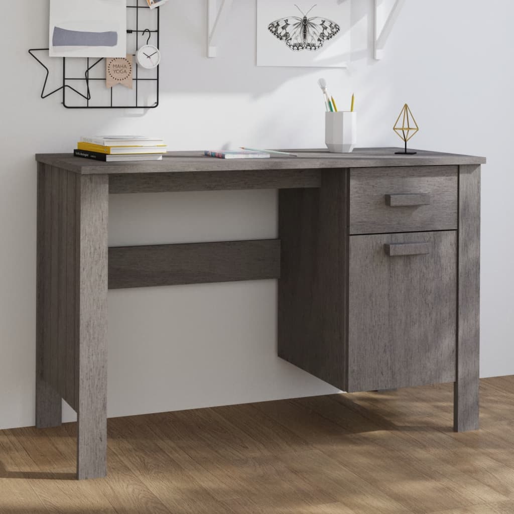 Bureau HAMAR Gris clair 113x50x75 cm Bois massif de pin - XIOS