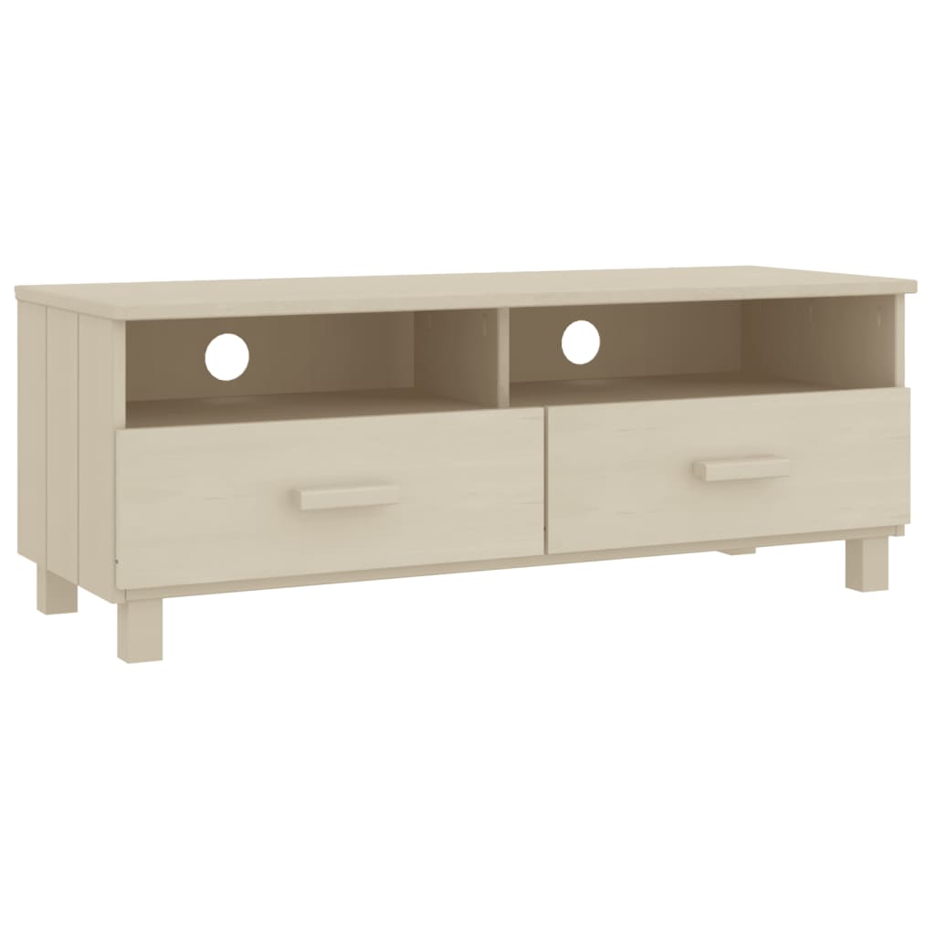 Meuble TV HAMAR Marron miel 106x40x40 cm Bois massif de pin - XIOS