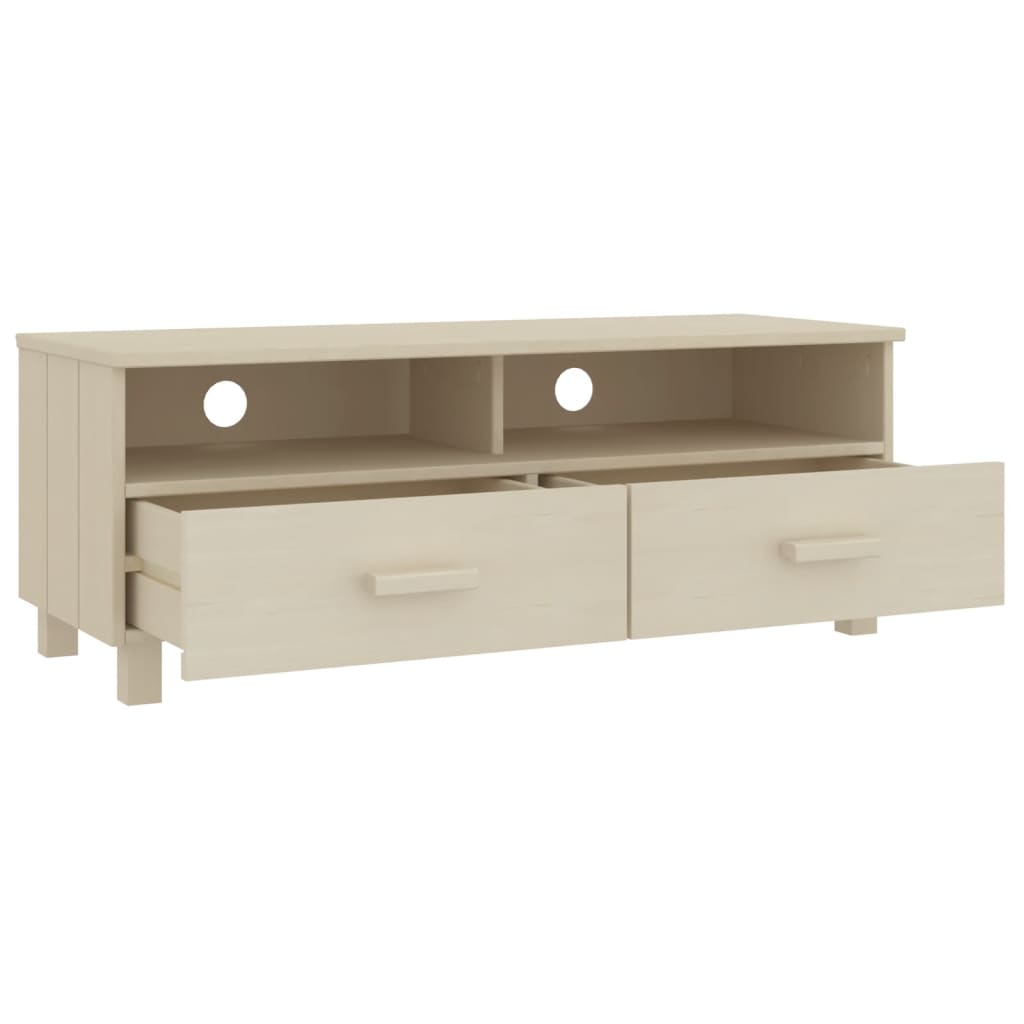 Meuble TV HAMAR Marron miel 106x40x40 cm Bois massif de pin - XIOS
