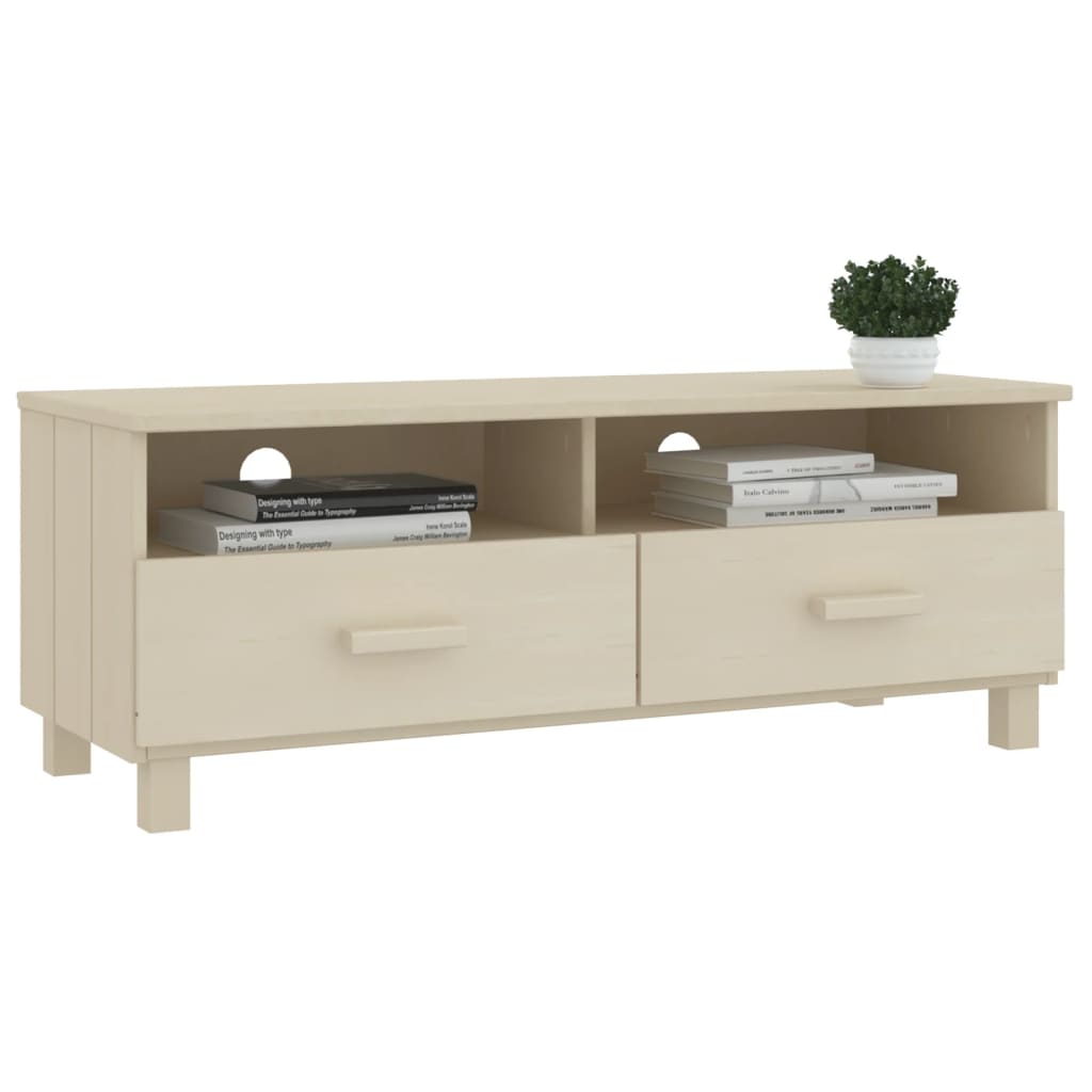 Meuble TV HAMAR Marron miel 106x40x40 cm Bois massif de pin - XIOS