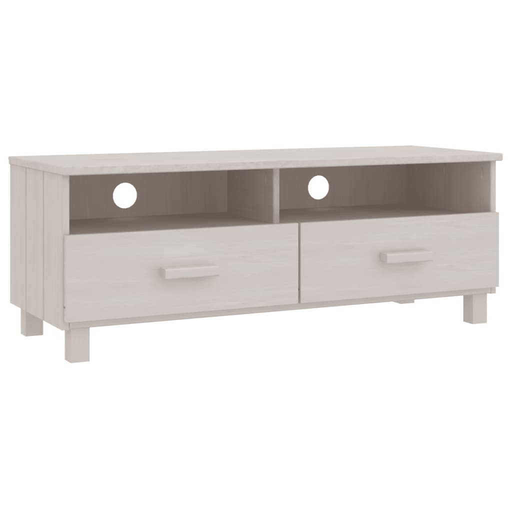 Meuble TV HAMAR Blanc 106x40x40 cm Bois massif de pin - XIOS