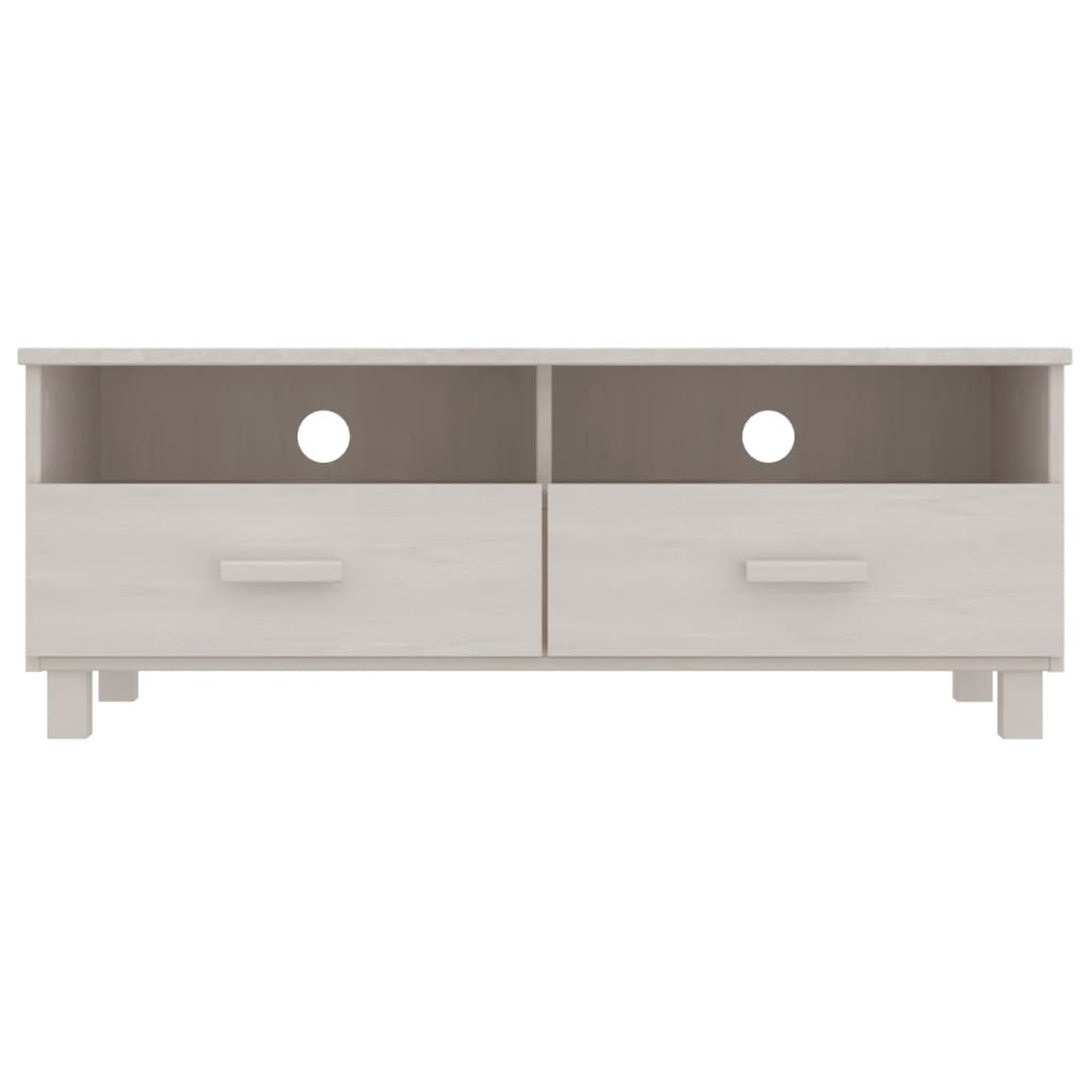 Meuble TV HAMAR Blanc 106x40x40 cm Bois massif de pin - XIOS